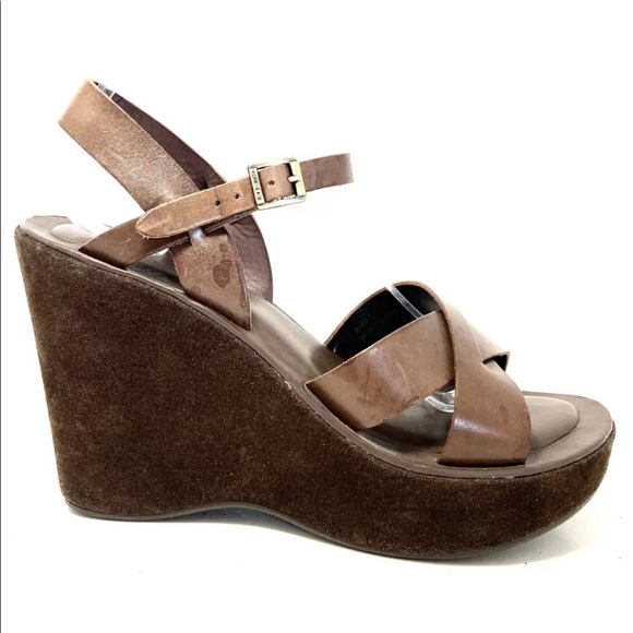 Kork Ease Bette Brown Open Toe Wedge Sandals - Picture 5 of 8